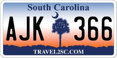 SC license plate AJK366