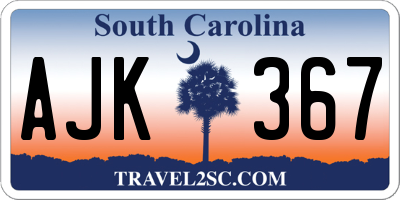 SC license plate AJK367