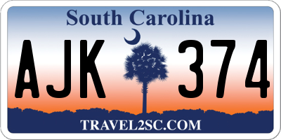 SC license plate AJK374