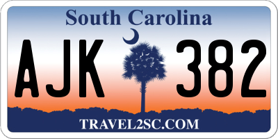 SC license plate AJK382