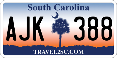 SC license plate AJK388