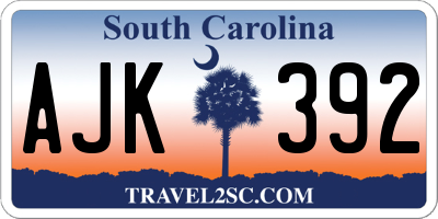 SC license plate AJK392