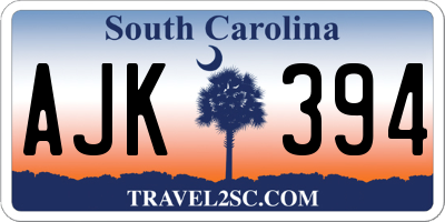 SC license plate AJK394