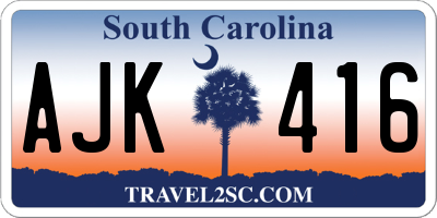 SC license plate AJK416