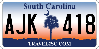 SC license plate AJK418