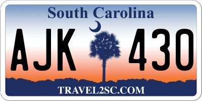 SC license plate AJK430