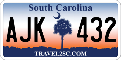 SC license plate AJK432