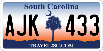 SC license plate AJK433