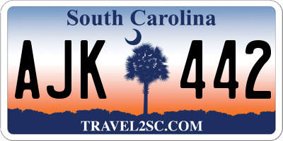 SC license plate AJK442