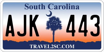 SC license plate AJK443