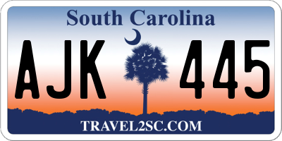 SC license plate AJK445