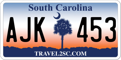 SC license plate AJK453