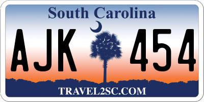 SC license plate AJK454
