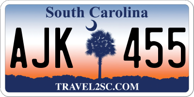 SC license plate AJK455