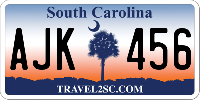SC license plate AJK456