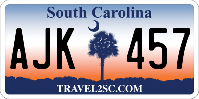 SC license plate AJK457