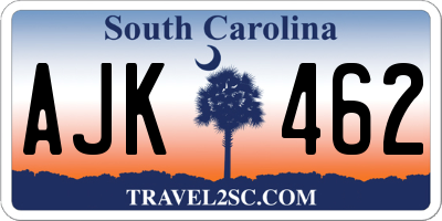 SC license plate AJK462
