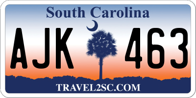 SC license plate AJK463