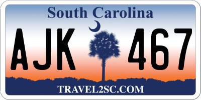 SC license plate AJK467
