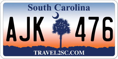 SC license plate AJK476