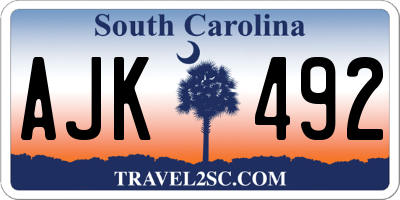 SC license plate AJK492