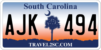 SC license plate AJK494