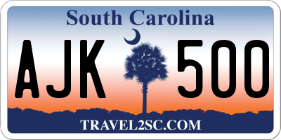 SC license plate AJK500