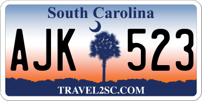 SC license plate AJK523