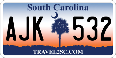 SC license plate AJK532