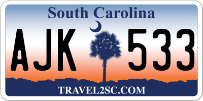 SC license plate AJK533