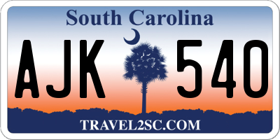 SC license plate AJK540