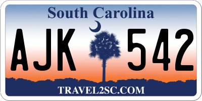 SC license plate AJK542