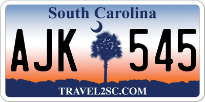 SC license plate AJK545
