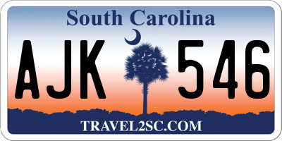 SC license plate AJK546