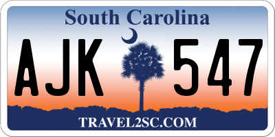 SC license plate AJK547