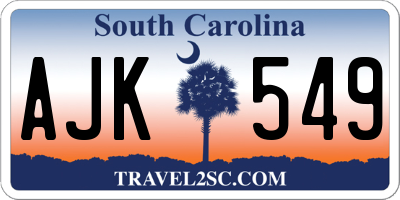 SC license plate AJK549