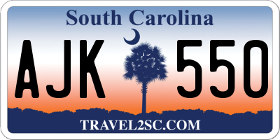 SC license plate AJK550