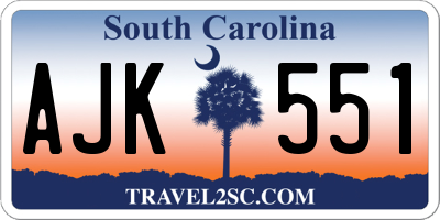 SC license plate AJK551