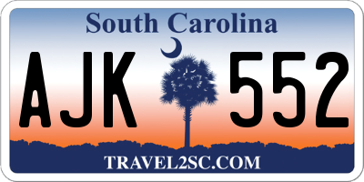 SC license plate AJK552