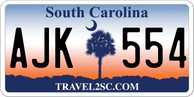 SC license plate AJK554