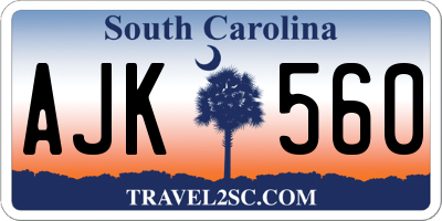 SC license plate AJK560