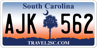 SC license plate AJK562