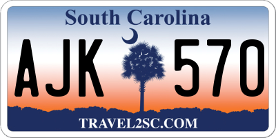 SC license plate AJK570