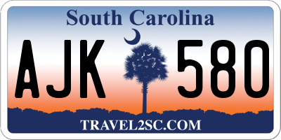 SC license plate AJK580