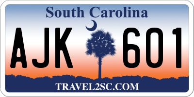 SC license plate AJK601