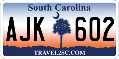 SC license plate AJK602