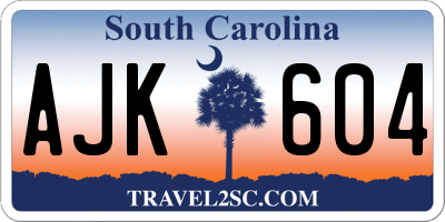 SC license plate AJK604