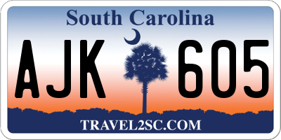 SC license plate AJK605
