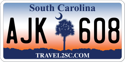 SC license plate AJK608