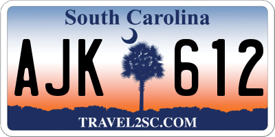 SC license plate AJK612